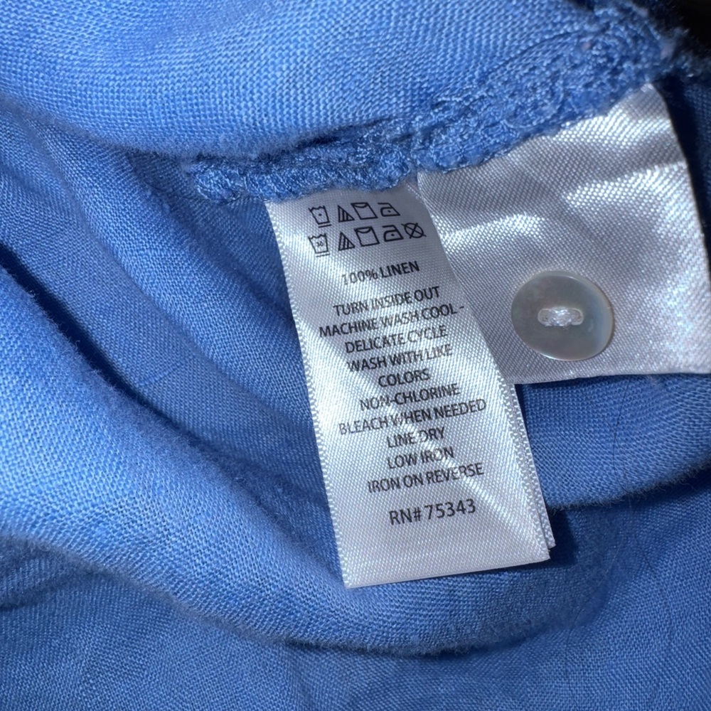 Sigrid Olsen Sleeveless Button-Front Linen Blouse- Blue- L - Picture 8 of 9